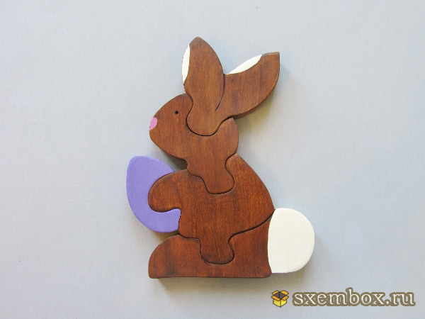 Как сделать деревянный пазл – пасхальный кролик в подарок