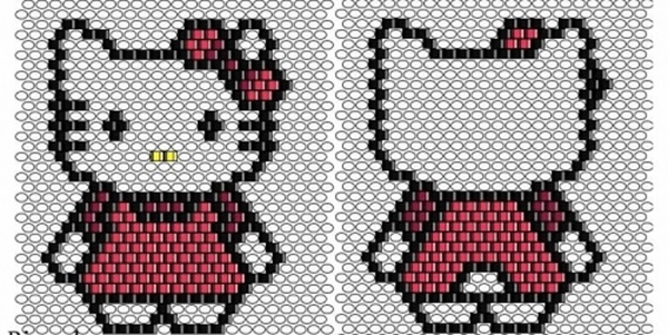 Hello Kitty - фигурки из бисера схема плетения
