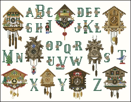 Алфавит с часами схема вышивки крестиком