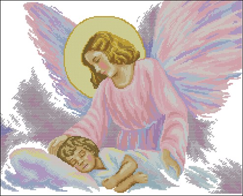 Ангел у постели ребенка схема вышивки крестиком