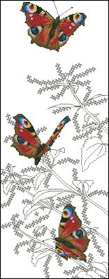 Peacock Butterflies вышивка крестиком