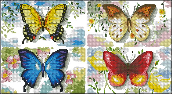 Четыри бабочки вышивка крестиком