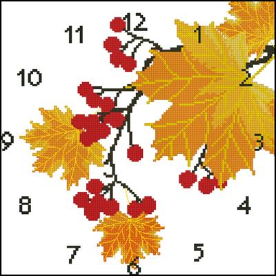 Часы "Осенние" схема вышивки крестиком