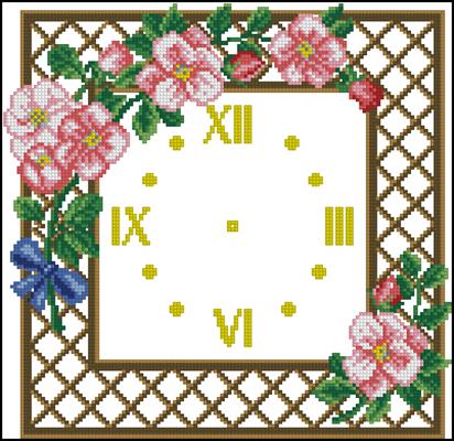 Clock Apple Blossom схема вышивки крестом скачать