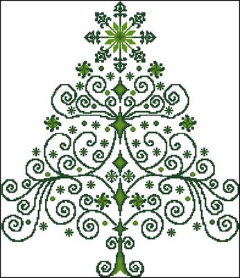 Зеленая елка схема вышивки крестиком