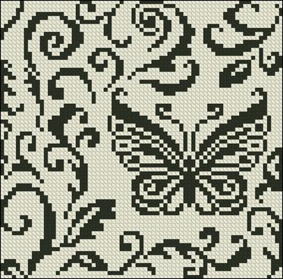 Бабочка и орнамент схема вышивки крестиком
