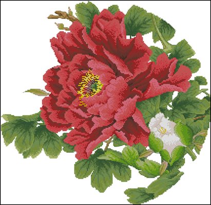 Цветок красный схема вышивки крестом