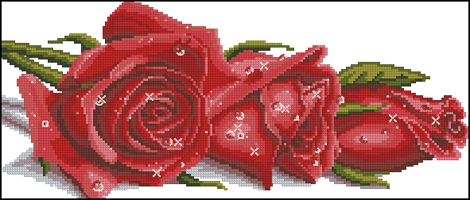 Розы в росе схема вышивки крестом