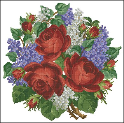 Roses and Lilacs Bouquet схема вышивки крестом скачать бесплатно