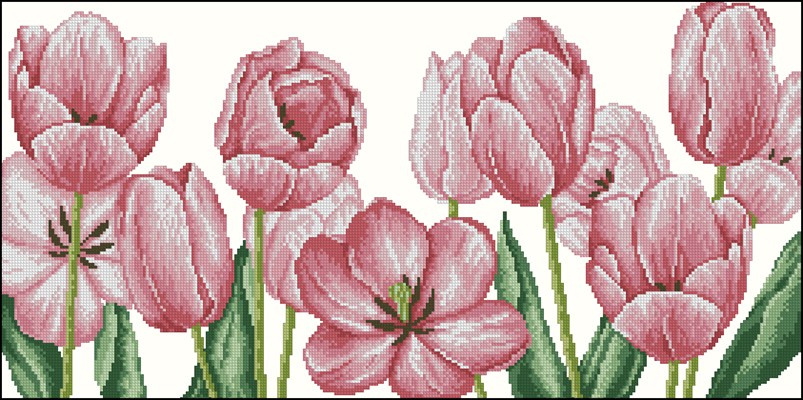 Розовые тюльпаны вышивка крестом скачать схему