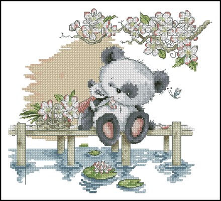Panda day вышивка схема