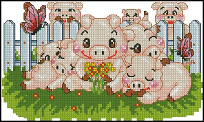 8 Pigs calling for fortune