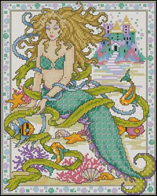 Mermaid схема вышивки крестиком