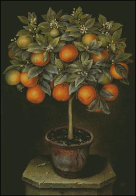 Красивое апельсиновое дерево схема вышивки крестом