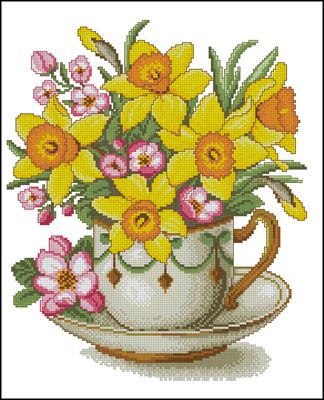 Цветы в чашечке схема вышивки крестиком