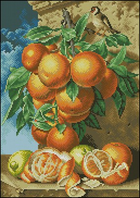 Апельсины и птичка вышивка крестом скачать схему