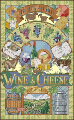 Wine&Cheese вышивка крестом