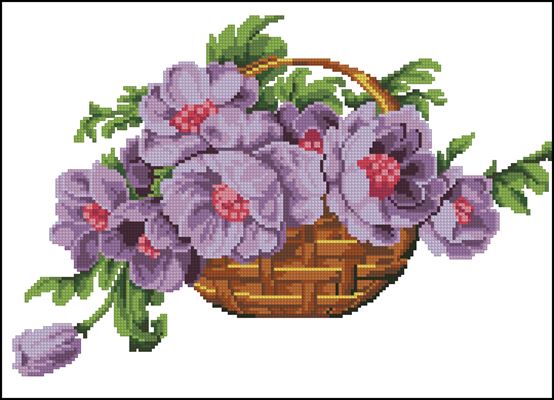 flowers in a basket вышивка