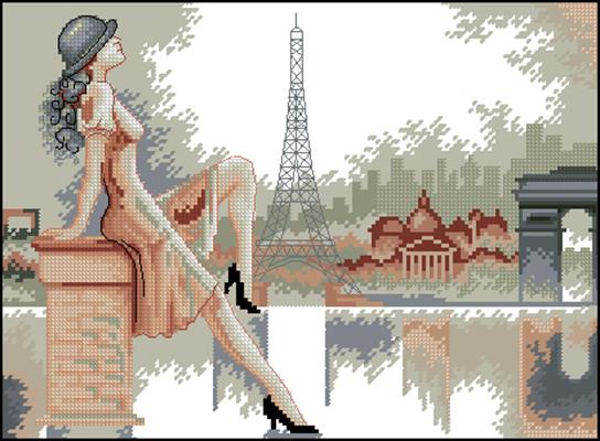 Романтический Париж схема вышивки крестиком