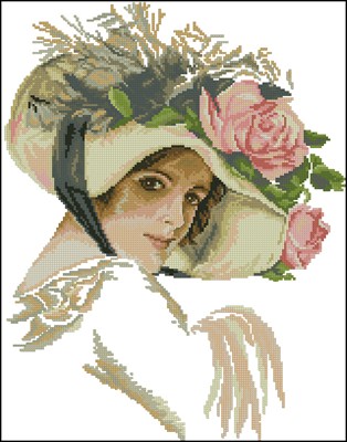 Девушка в шляпке схема вышивки крестом