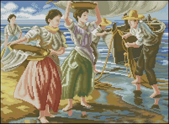 Pescadoras / Fisherwomen схема вышивки