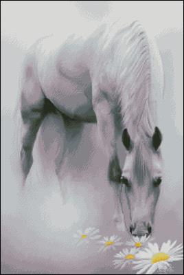 Лошадь в тумане вышивка крестиком