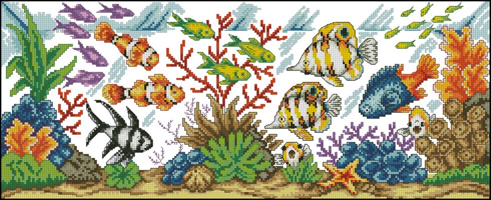 Tropical aquarium схема вышивки крестиком