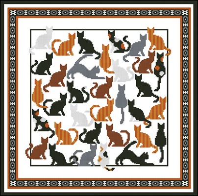 Подушка с кошками схема вышивки крестом