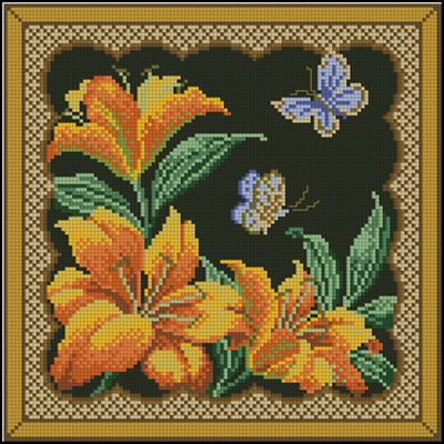 Подушка «Лилии и бабочки» вышивка крестом скачать