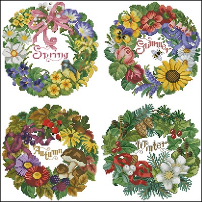 Seasons Wreaths вышивка крестом