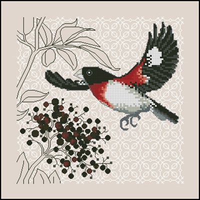 Eurasian Bullfinch and Rowan вышивка крестом схема бесплатно