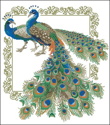 Peacocks вышивка крестом скачать схему