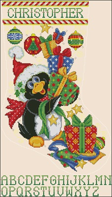 Penguin Stocking схема вышивки крестом