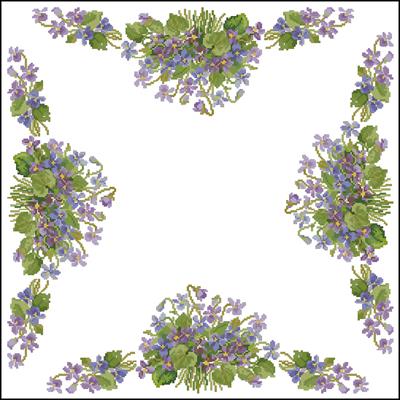 Violets Tablecloth схема вышивки крестом