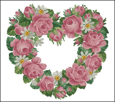 Heart of Roses and Daisies крестиком