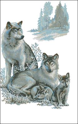 Wolf family вышивка