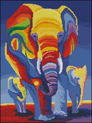 Coloured elephants вышивка кретсом схемы