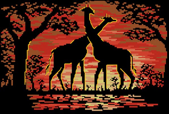 Giraffe Sunset схема вышивки крестом скачать