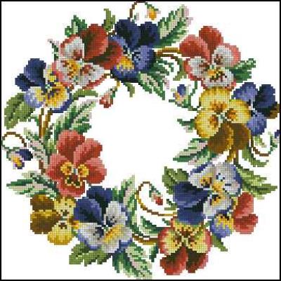 Pansy Wreath 2 схема вышивки крестом скачать