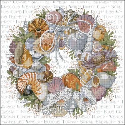 Seashell Wreath схема вышивки крестиком скачать бесплатно