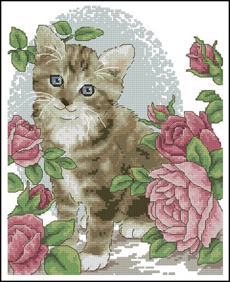 Радостный котенок вышивка крестом схема