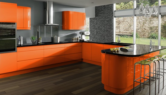 кухня в оранжевом цвете фото